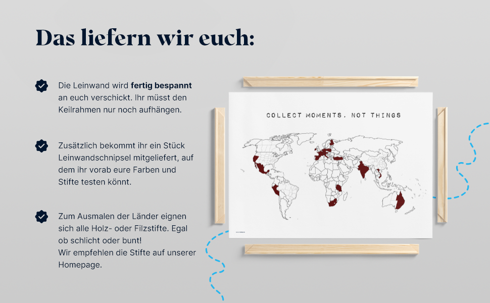Weltkarte zum markieren wo man schon war auf Keilrahmen von meine weltkarte