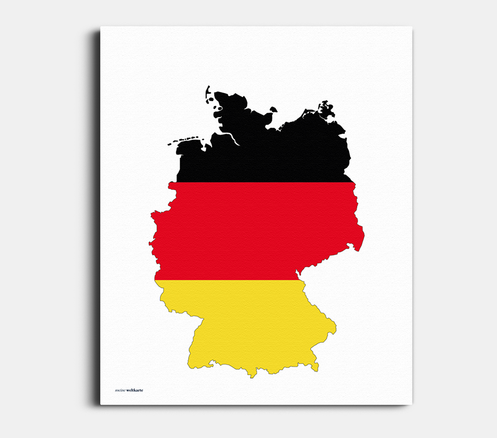Deutschlandflagge in den Umrissen von Deutschland. Schwarz Rot Gold
