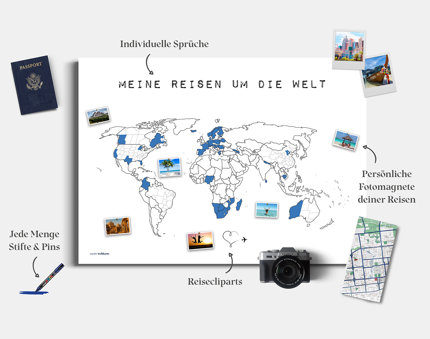 Weltkarte zum markieren wo man schon war - Individuelle weltkarte von meine weltkarte