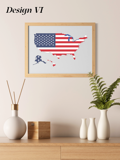 Flagge USA in den Länderumrissen der USA