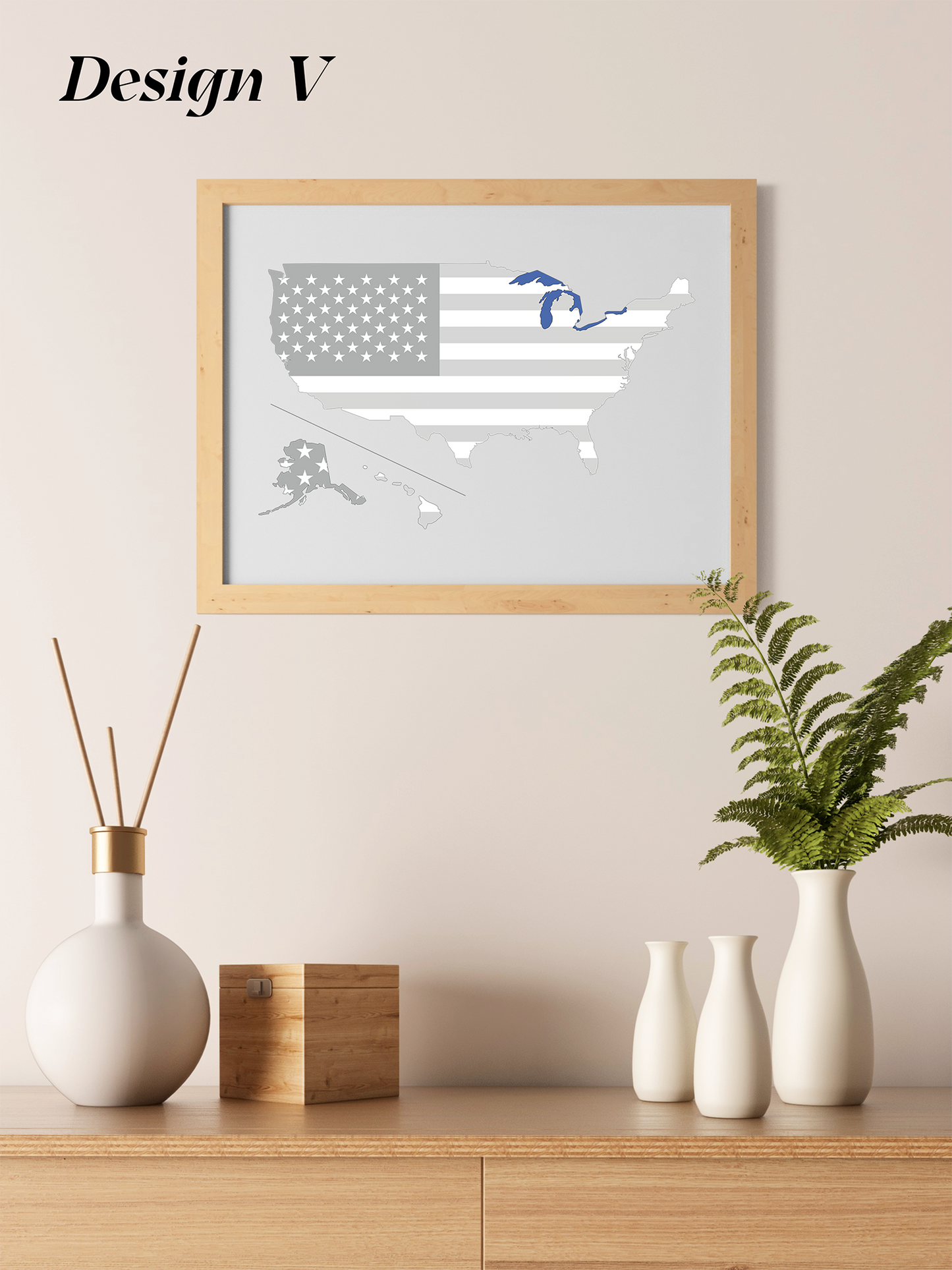 USA Landkarte mit Flagge in Grau