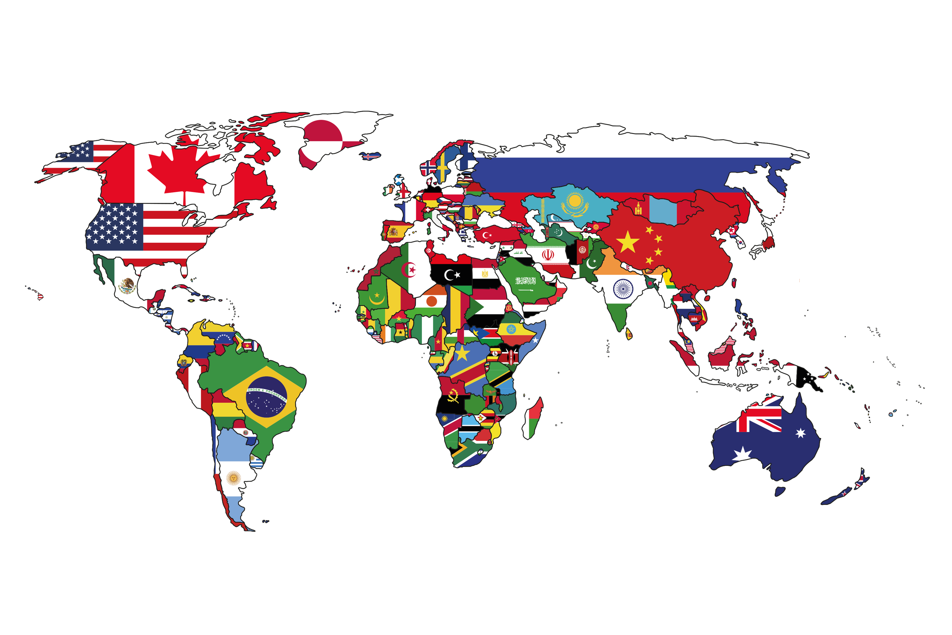 Die Weltkarte mit Flaggen von meine weltkarte. Stylische Weltkarte