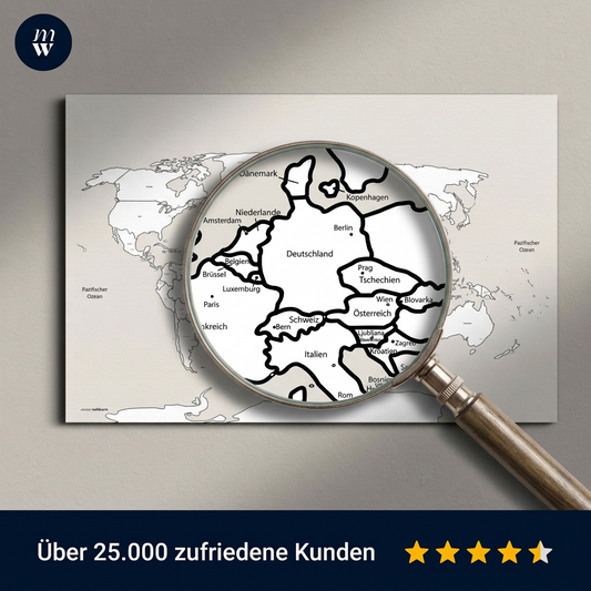 Weltkarte mit Ländernamen & Hauptstädten