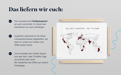 Weltkarte zum markieren wo man schon war auf Keilrahmen von meine weltkarte